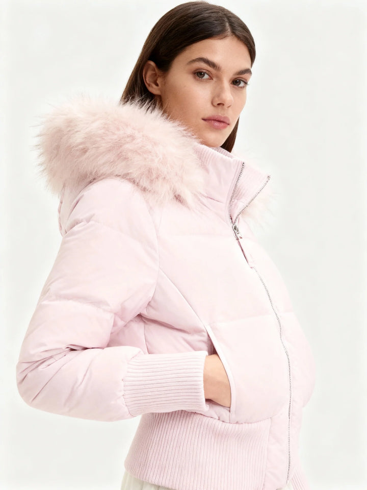 Women’s Puffer-Style Jacket with Ribbed Cuffs