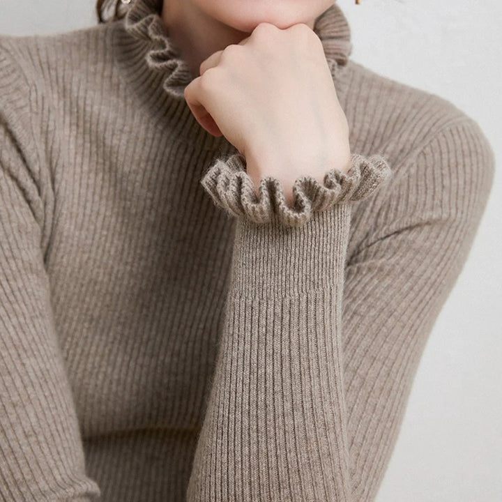 Women’s Ribbed Sweater with Ruffles