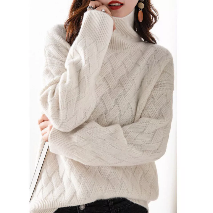 Women’s Textured Sweater with High Collar
