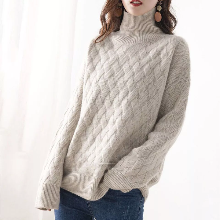 Women’s Textured Sweater with High Collar