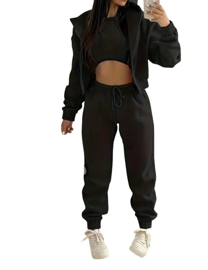 Women’s Three-Piece Hoodie and Pants Set