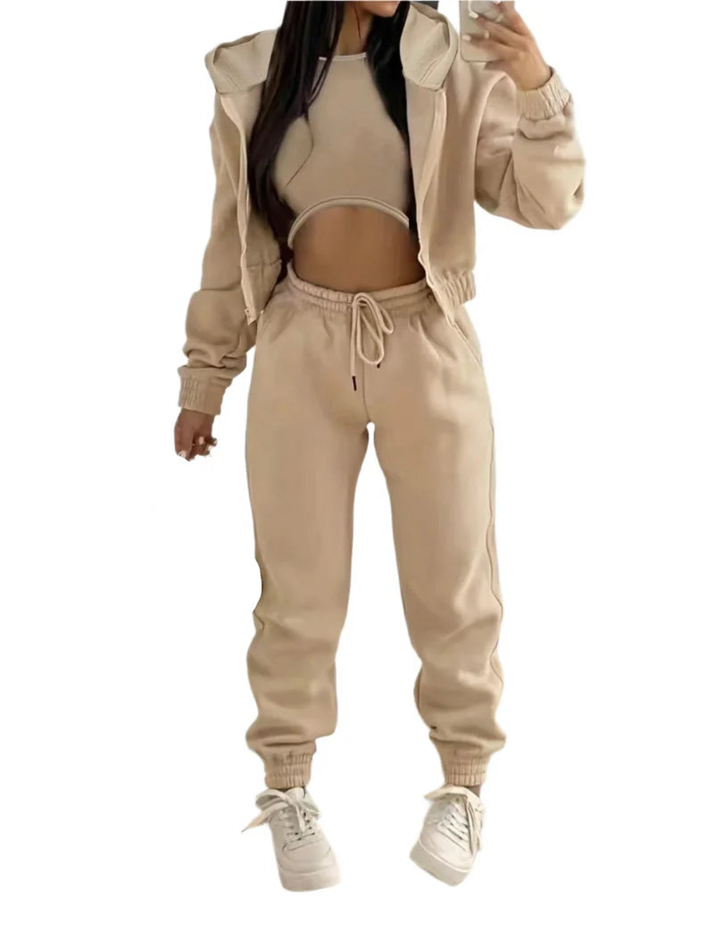 Women’s Three-Piece Hoodie and Pants Set