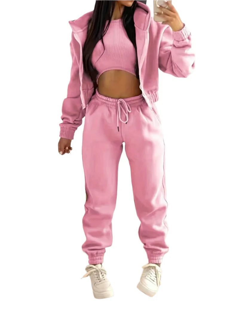 Women’s Three-Piece Hoodie and Pants Set