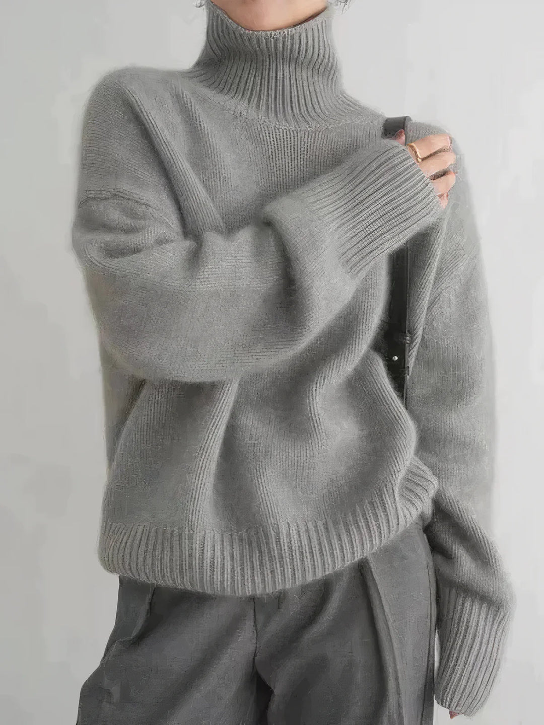 Women’s Turtleneck Sweater with Ribbed Cuffs