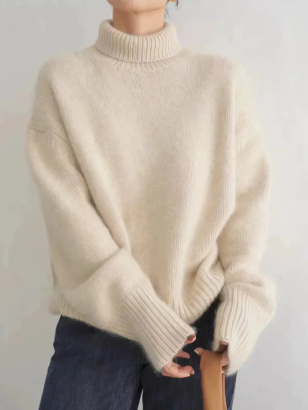 Women’s Turtleneck Sweater with Ribbed Cuffs