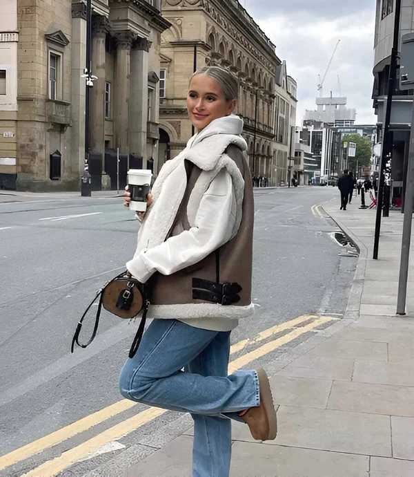 Women’s Vest with Fuzzy Lining and High Collar